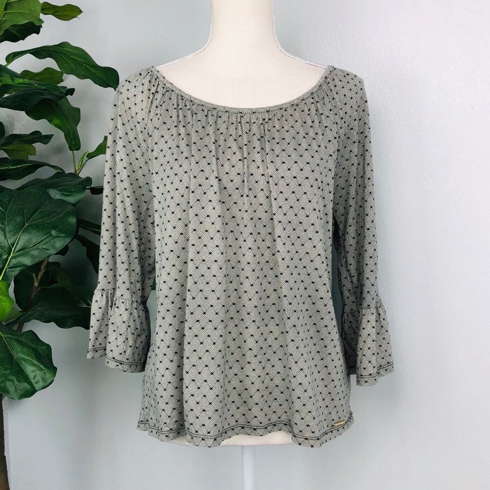 MICHAEL KORS LOOSE BLACK FISHNET DETAIL TOP